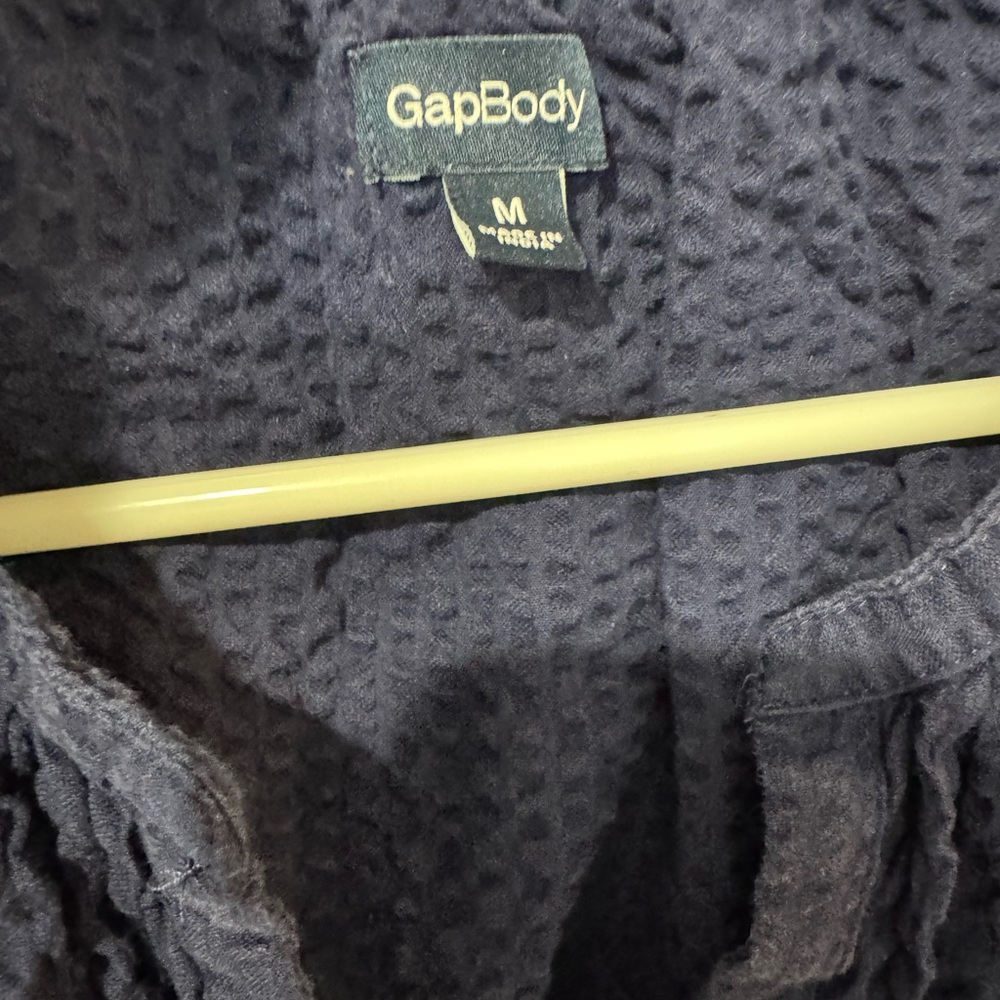 GapBody Gauze Navy Short Sleeve button down and short Set - Picture 3 of 5